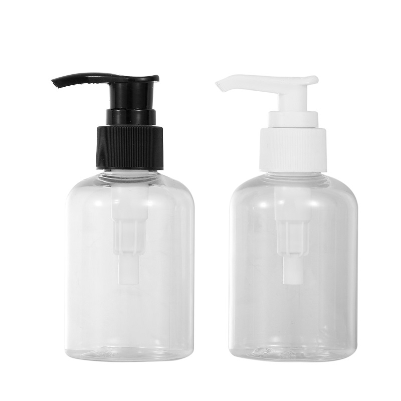 Bouteille à pompe de lotion en plastique pour animaux de compagnie ronde boston transparente de 120 ml 4 oz